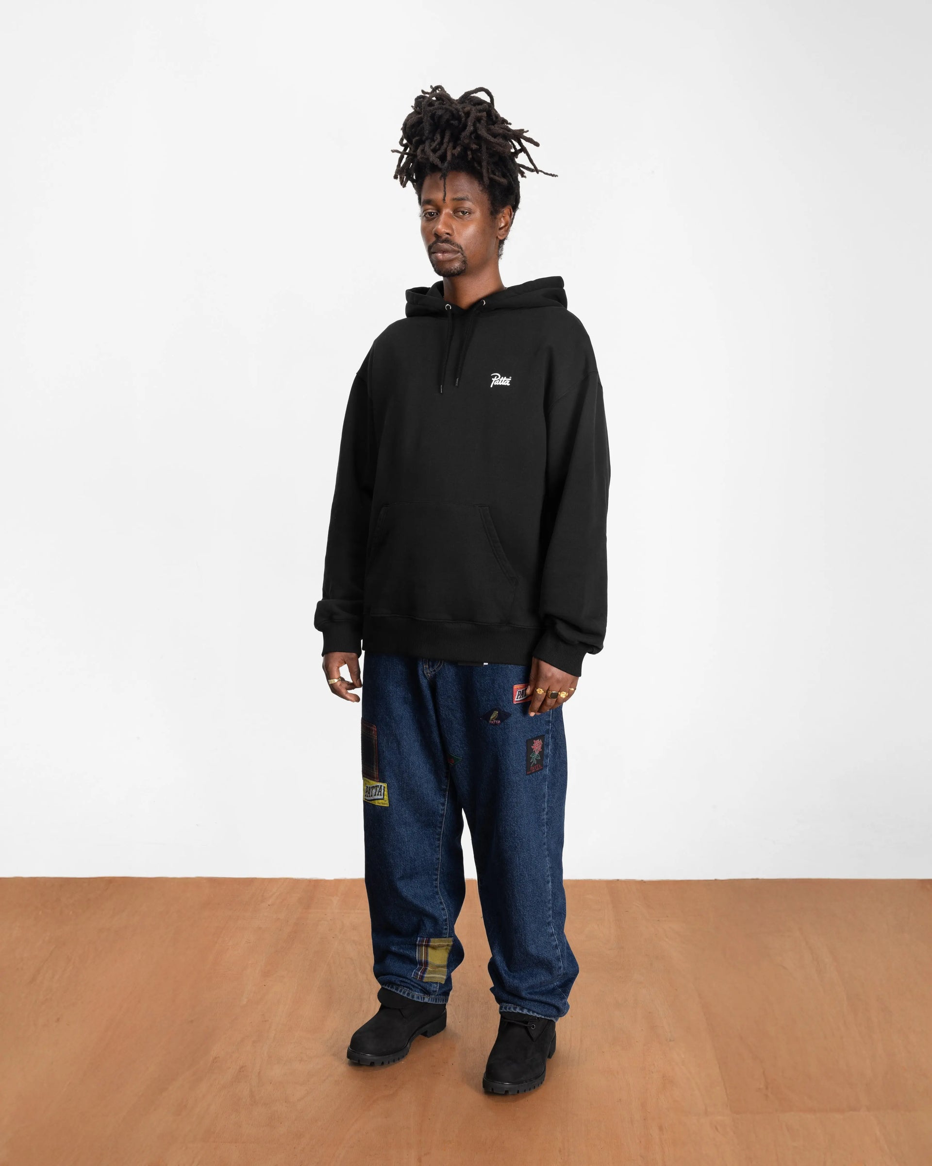 Patta Embroidered Fire Panther Hooded Sweater (Black) Patta