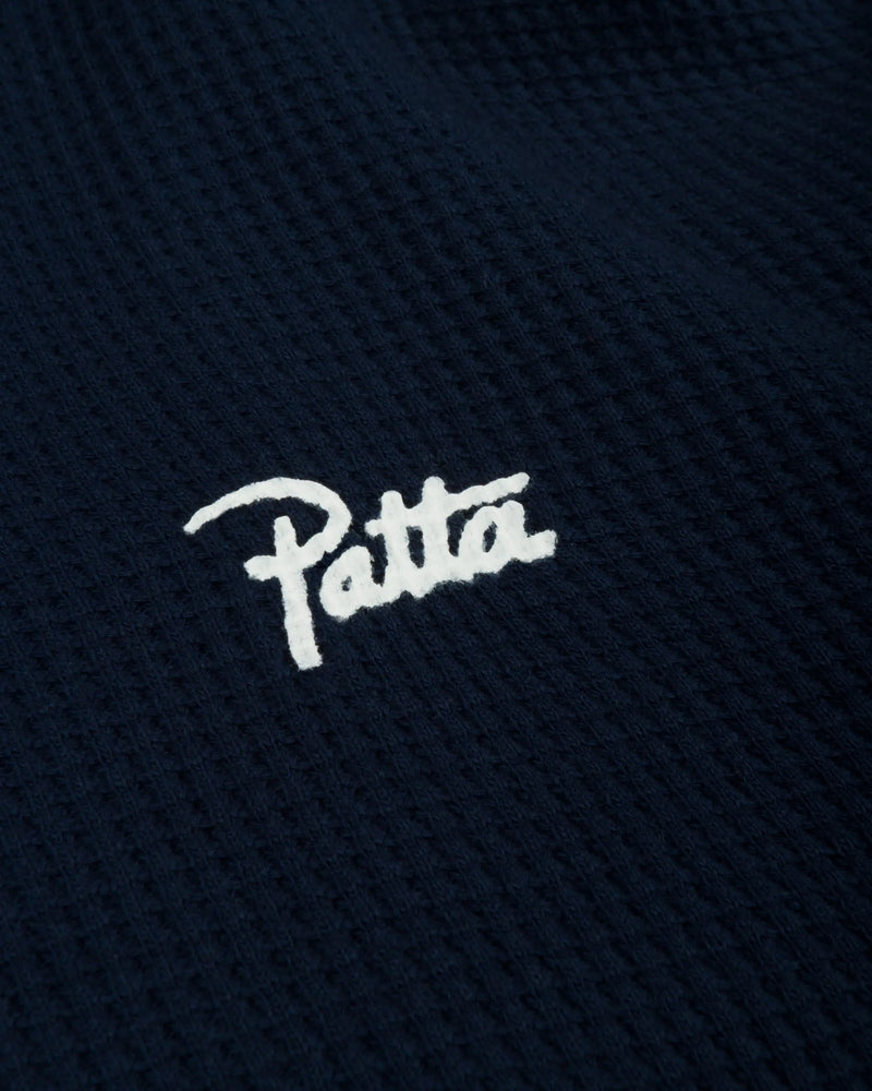 Patta Waffle Reversible Zip Up Hooded Sweater (Black Iris) Patta